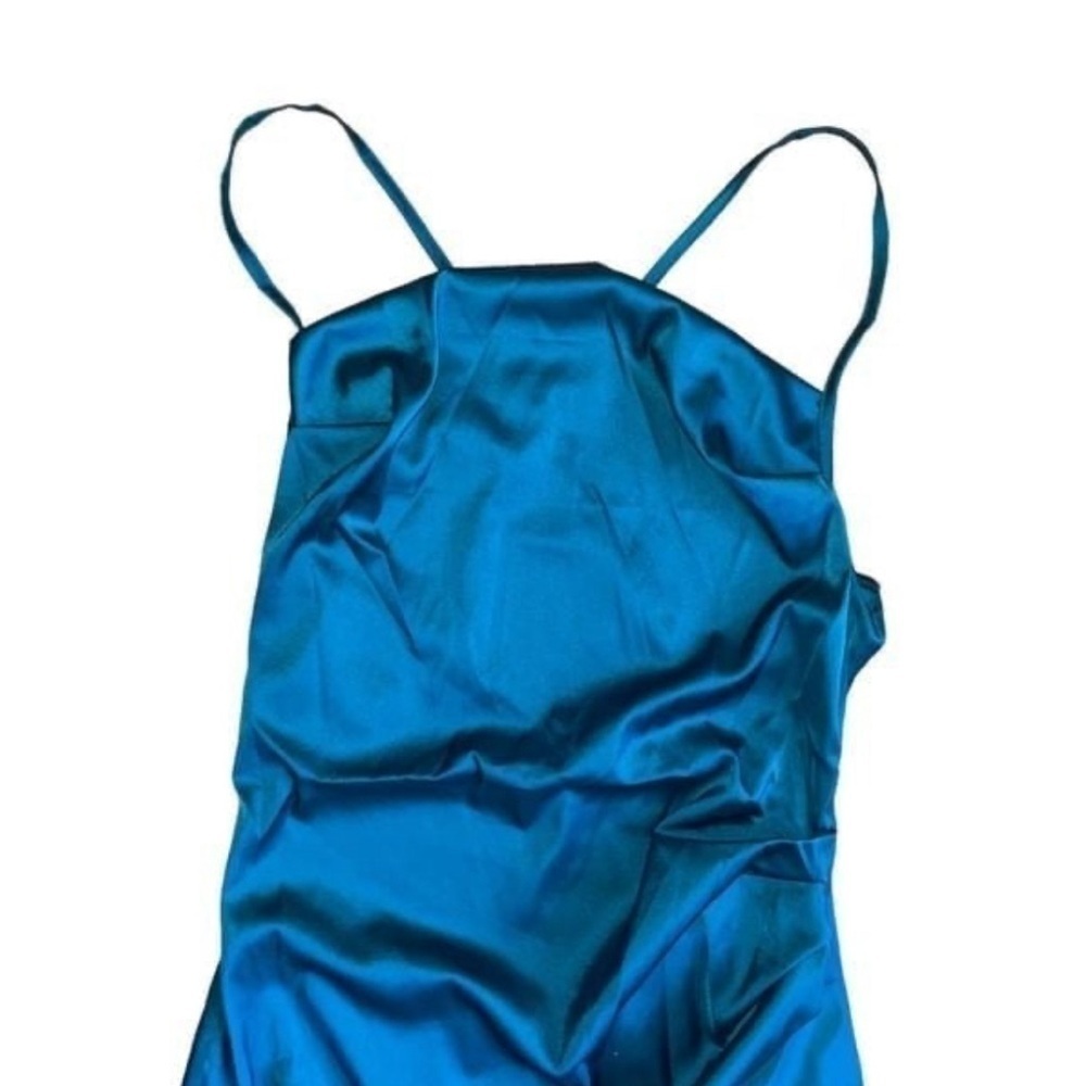 SHEIN SXY Womens XS Emerald Draped Collar Tulip Hem Mini Dress Y2K Bodycon Party - Picture 6 of 9
